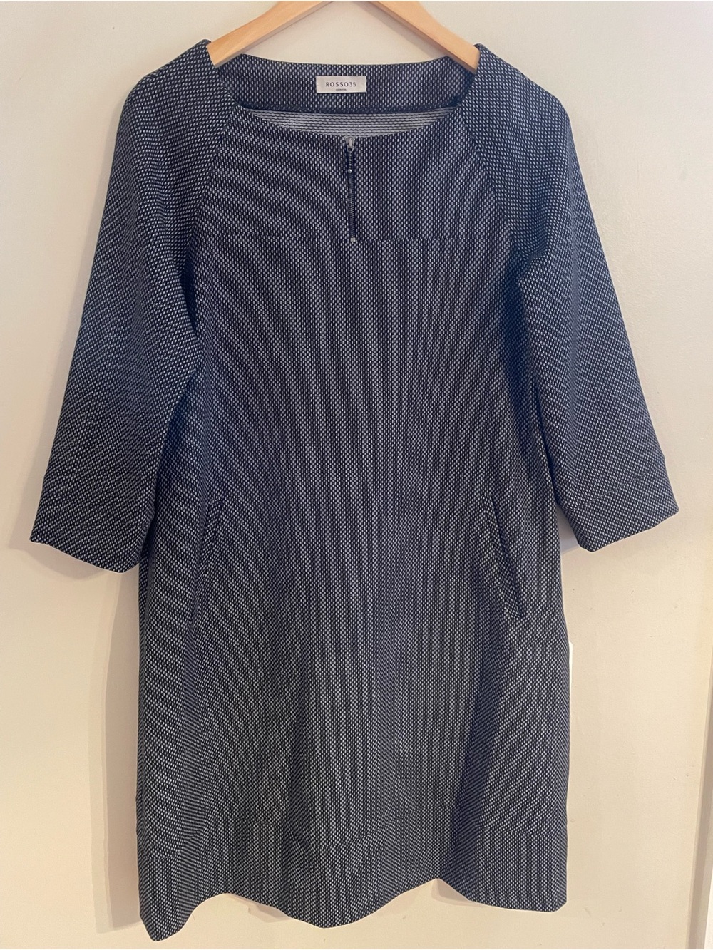 ROSSO35 Women's Italian Wool Blend Dress Size 42 Gray Minimalist Luxury Office